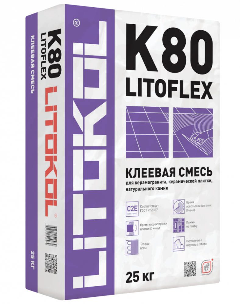 Купить LitoFlex K80 белый-клеевая смесь 25kg bag в Казани