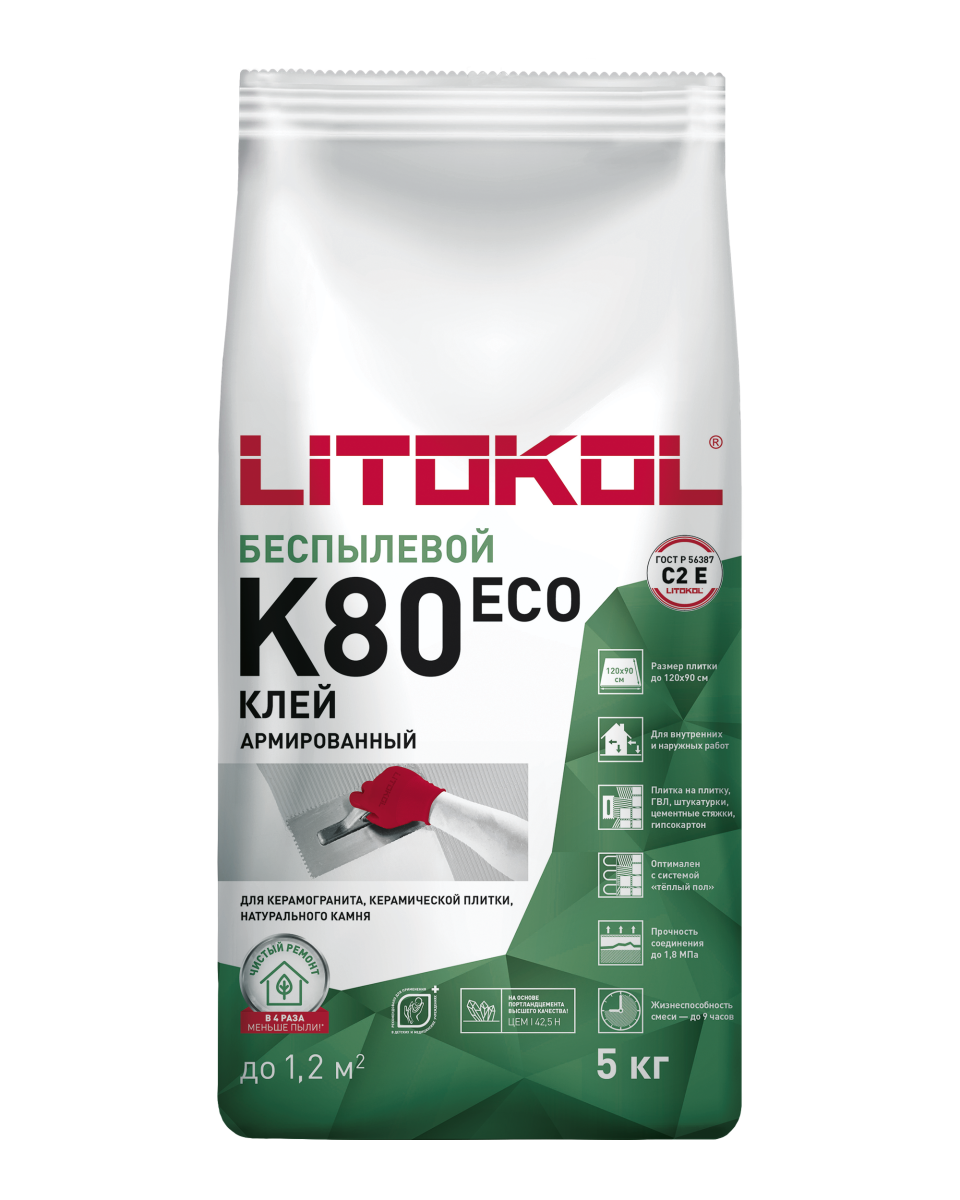 Купить LITOFLEX K80 ECO серый-клеевая смесь 5kg bag в Казани