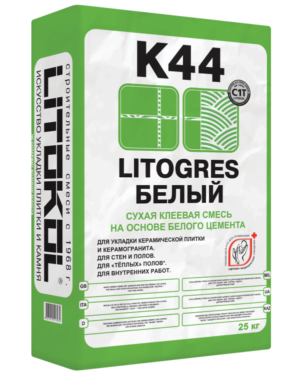 Купить Litogres К44 белый - клеевая смесь 25kg bag в Новосибирске-1