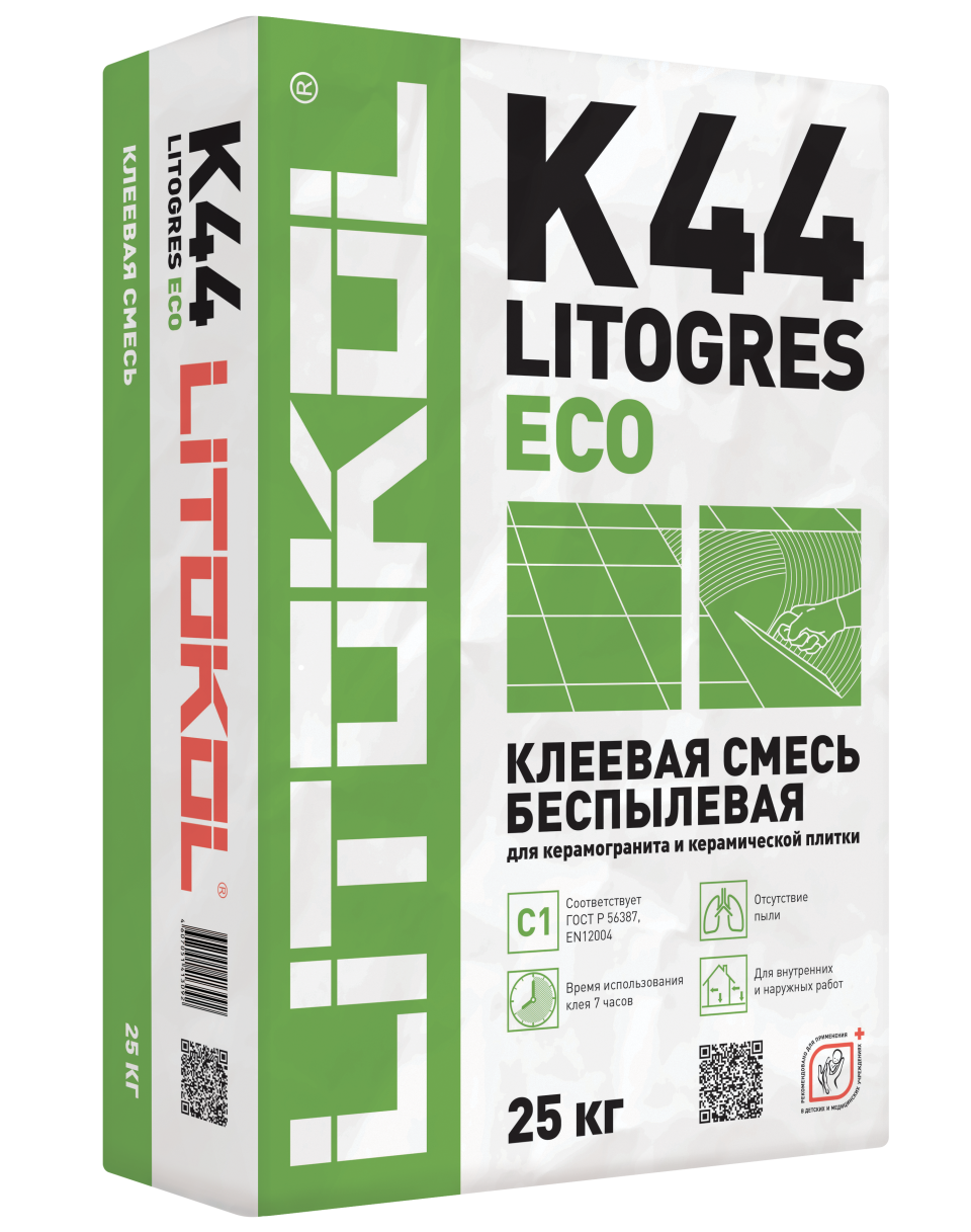 Купить Litogres К44 ECO- беспылевая клеевая смесь 25kg bag в Казани